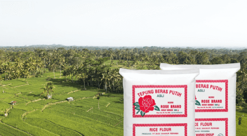 Sawah dan 2 bungkus tepung rosebrand